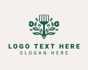 Flower Gardening Rake Logo