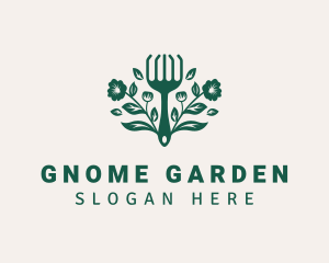 Flower Gardening Rake logo design