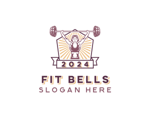 Dumbbell Strong Woman logo design