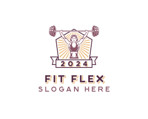 Dumbbell Strong Woman logo design