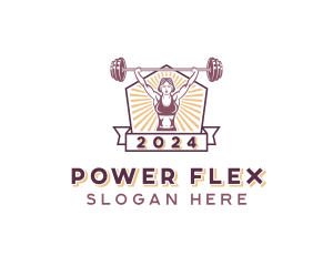 Dumbbell Strong Woman logo design