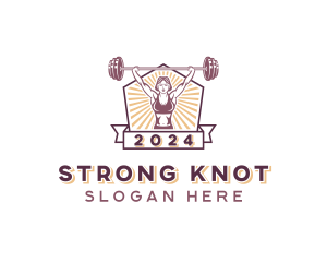 Dumbbell Strong Woman logo design