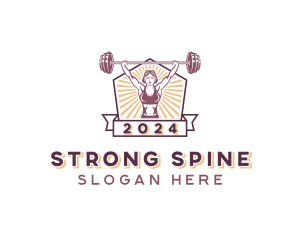 Dumbbell Strong Woman logo design