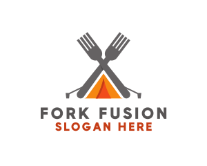 Fork Camping Tent logo design