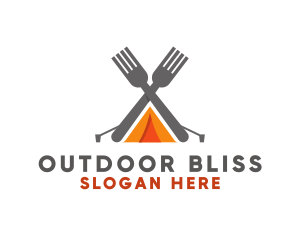 Fork Camping Tent logo design