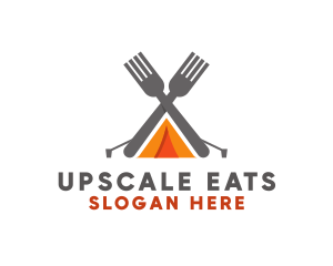 Fork Camping Tent logo design