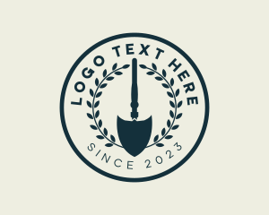 Wreath Shovel Landscaping Logo