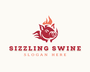 Pork Flame Grill  logo design