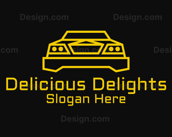 Minimalist Yellow Sports Car Logo