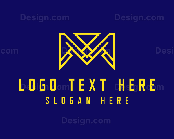 Geometric Yellow Letter M Logo