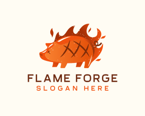 Roast Pig Flame logo design