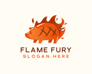 Roast Pig Flame logo design