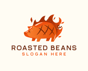 Roast Pig Flame logo design