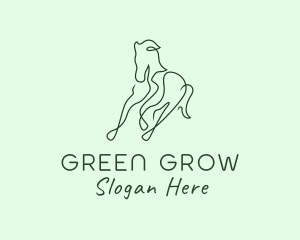 Green Monoline Horse logo design