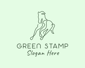 Green Monoline Horse logo design