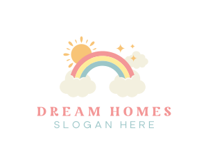 Dream Rainbow Sun Clouds logo design