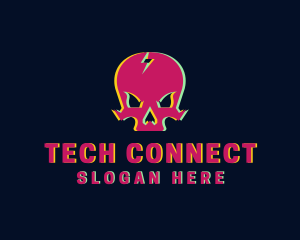 Glitch Skull Gamer Logo