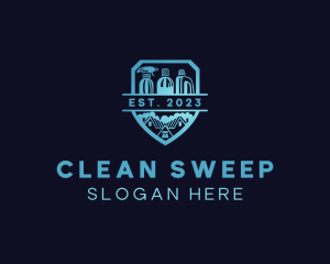 Spray Bottle Cleaning Maintenance logo design