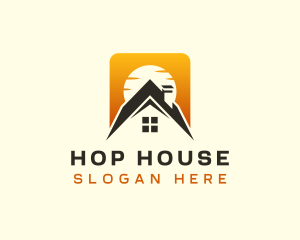 Sun House Roof Structure logo design