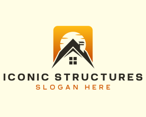 Sun House Roof Structure logo design