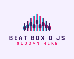 DJ Audio Equalizer Glitch logo design