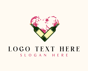 Wine Bottle Heart logo