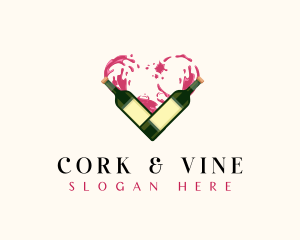 Wine Bottle Heart logo design