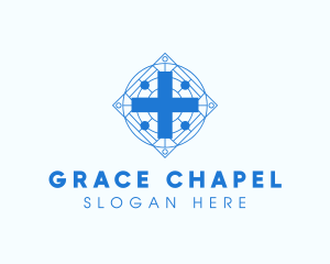 Blue Chapel Cross logo design