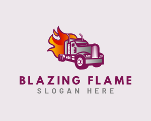 Flaming Truck Courier logo design