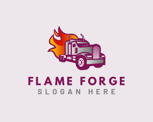 Flaming Truck Courier logo design