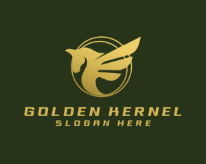 Golden Mythical Pegasus logo design