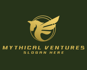 Golden Mythical Pegasus logo design