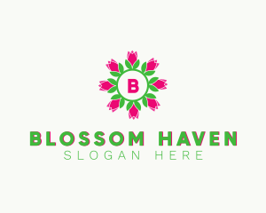 Tulip Wreath Decor logo design