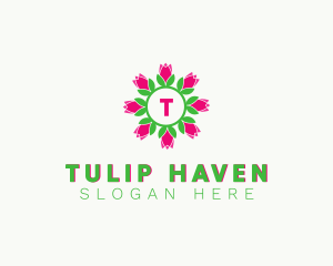 Tulip Wreath Decor logo design