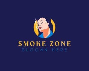 Woman Cigarette Smoking logo design