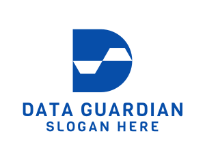 Blue Data Tech Letter D logo design