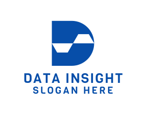 Blue Data Tech Letter D logo design