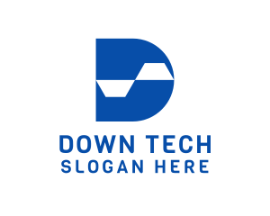 Blue Data Tech Letter D logo design