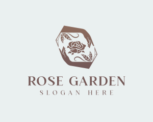 Rose Flower Hands logo design