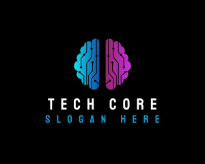 Tech Brain Circuit logo design