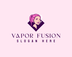 Woman Smoking Cigarette logo design