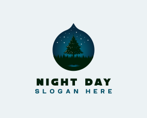 Pine Tree Forest Nightsky logo design