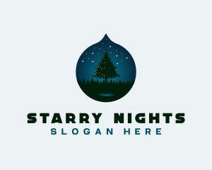 Pine Tree Forest Nightsky logo design