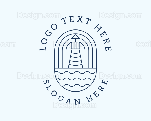 Coastal Wave Lighthouse Logo