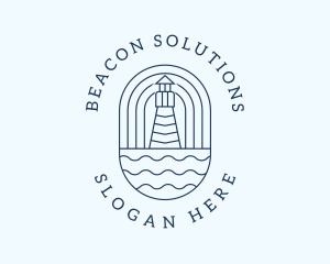 Coastal Wave Lighthouse  logo design