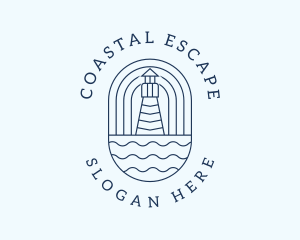 Coastal Wave Lighthouse  logo design