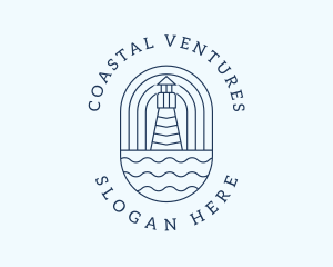 Coastal Wave Lighthouse  logo design