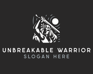 Female Sword Warrior logo design