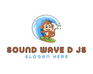 Monkey Surfing Wave logo design