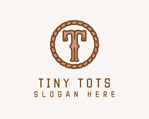 Cowboy Rope Letter T logo design